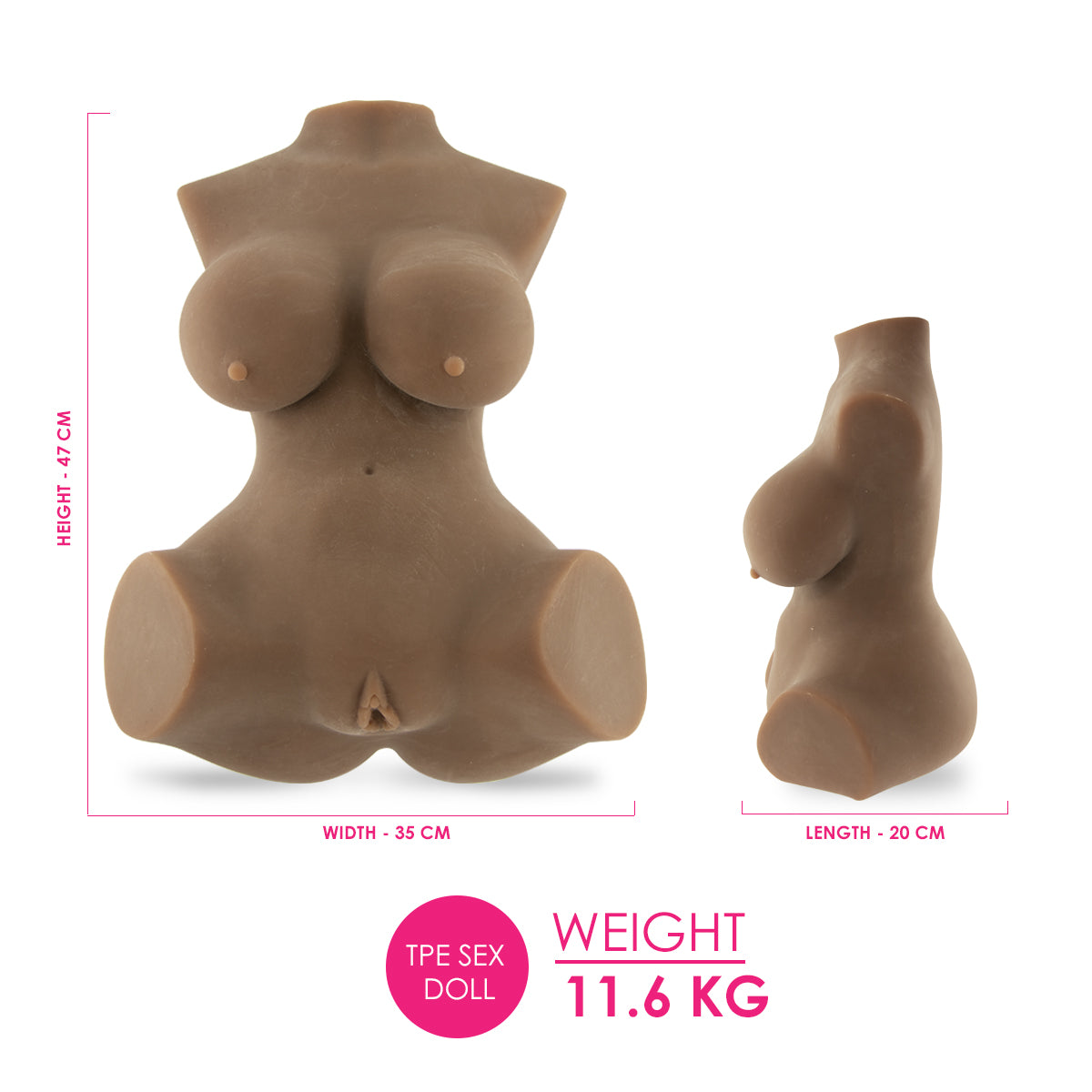 Geiko B Sex Love Doll (Brown) 11.6KG - TPE - 47cm - Brown
