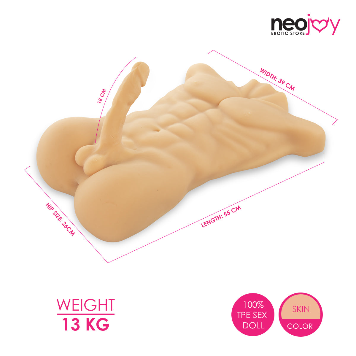 Neojoy Realistic Clark Male Doll - 13kg - Male Torso with Dildo