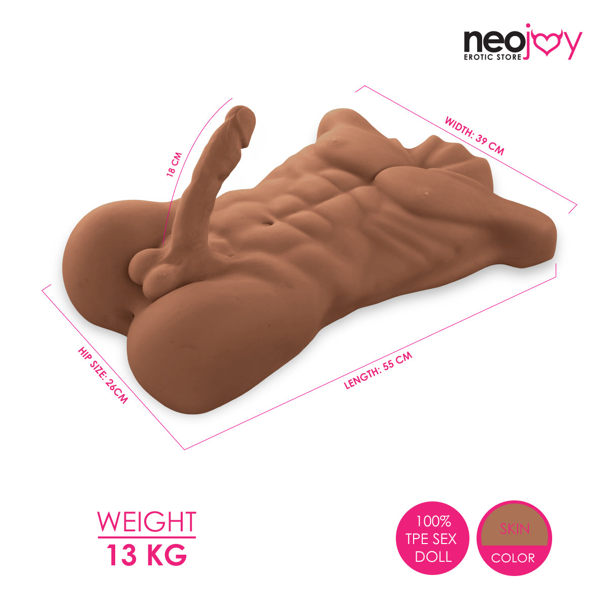 Neojoy Realistic Clark Male Doll - 13kg - Male Torso with Dildo